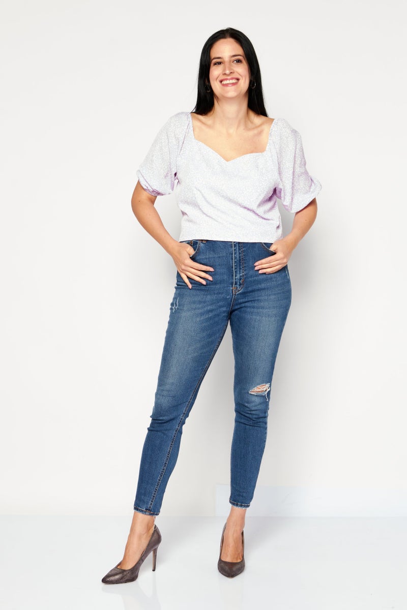 Riley & Rae Women Floral Print Short Sleeve Floral Print, Lilac - Image 2